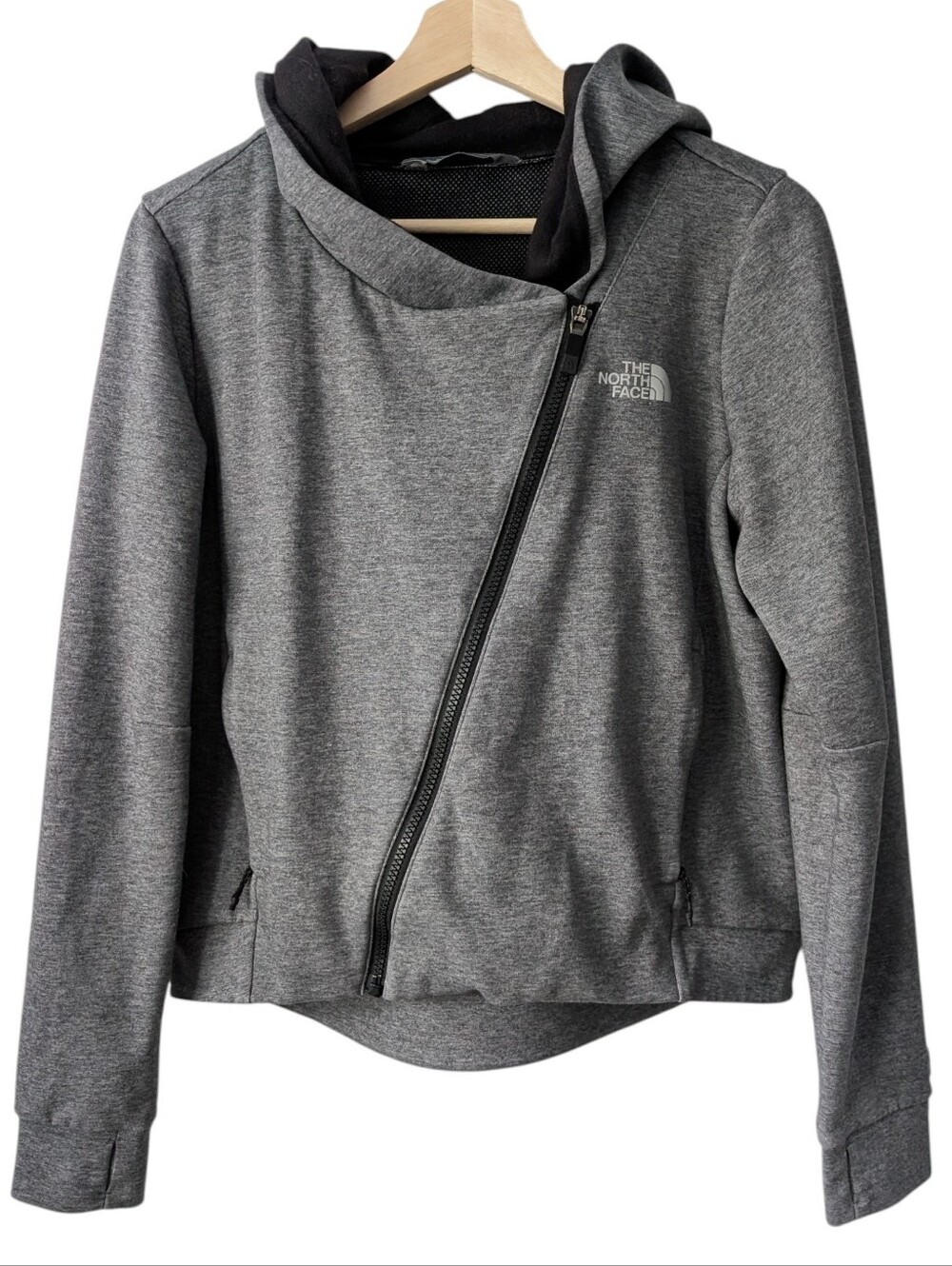 The North Face Women Gray Asymmetrical Zip Hoodie, size M  Granola Hiking